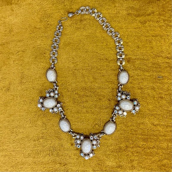 Vintage Selro Pearl & Aurora Borealis Crystal Gold Chain Necklace - Picture 7 of 9